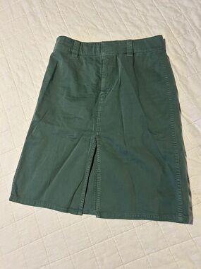 Madewell Forest Green Cotton Skirt with Front Slit